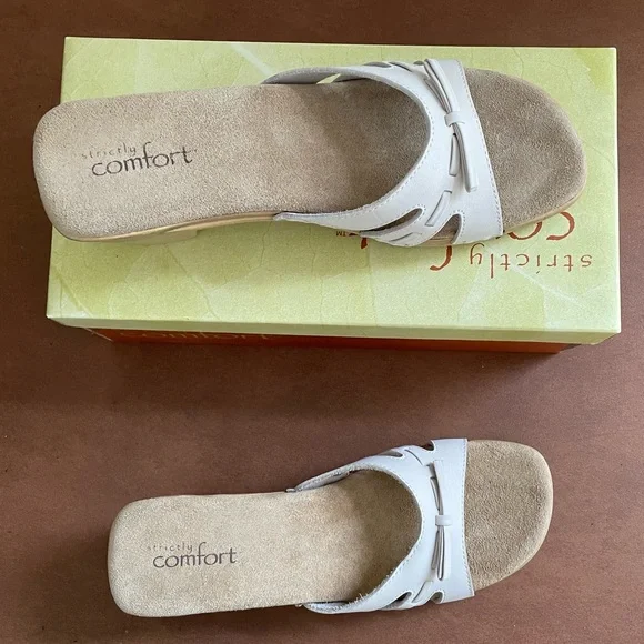 Strictly Comfort Donna heels open toe sandals shoes size 10 in creamy white NWT - Picture 4 of 9